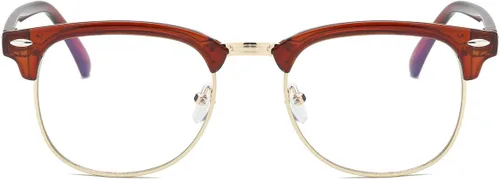 Vista 6 de Gafas de lente transparente de medio marco sin montura clásica vintage de moda