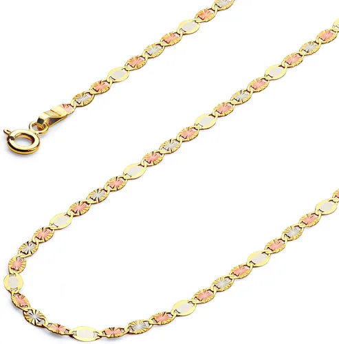 Vista 2 de Collar de cadena de corte de diamante de estrella plana de 14 quilates con cierre de anillo de resorte de oro de 0.118in, Oro