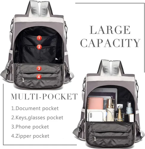 Vista 5 de Charmore - Mochila de viaje para mujer, de nylon, antirrobo, resistente al agua, ligera, estilo casual