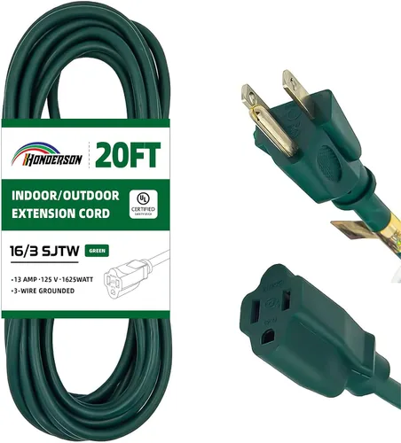 Vista 30 de Cable de Extensión HONDERSON, Certificación UL, Calibre 16, 1 Pie de Largo, Color Negro, 3 Puntas, Resistente, 16/3 SJTW, 13A, Cable de Energía
