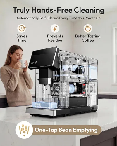 Vista 6 de EUHOMY Máquina automática de café expreso con espumador de leche