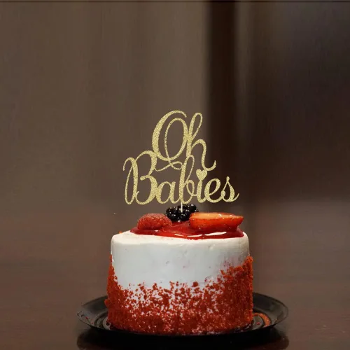 Vista 4 de Oh Babies - Decoración para tartas para gemelos, baby shower, revelación de género para niños y niñas, bebés de 6 meses, suministros de decoración