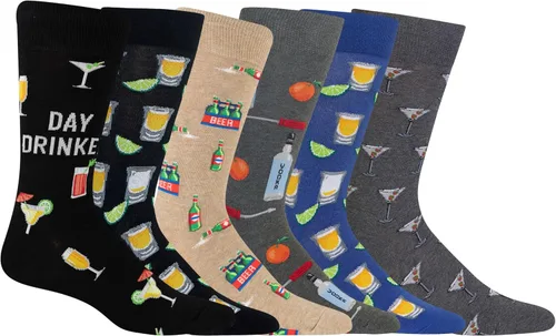 Vista 14 de Hot Sox Men's Fun Cocktail Drinks Crew Socks - 1 Pair Pack - Happy Hour Cool & Funny Novelty Gifts Cerveza (negro)