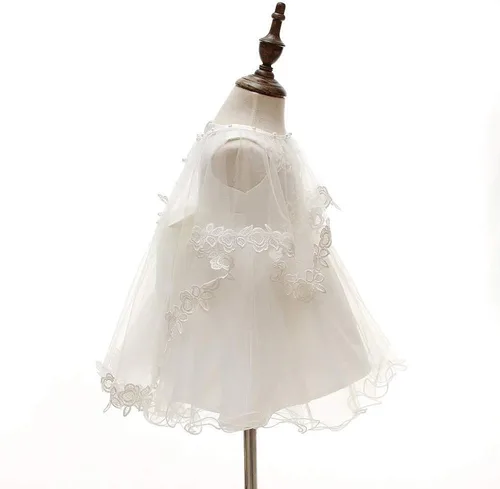 Vista 3 de Juego de 3 piezas de vestido de bautizo, vestido formal para niña, Marfil