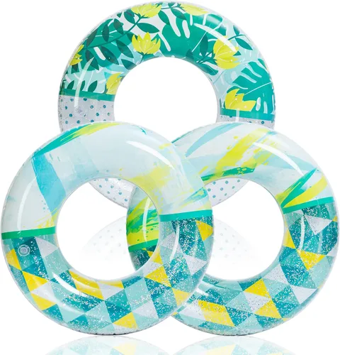 Vista 8 de JOYIN Paquete de 3 flotadores de piscina, tubo de piscina para niños anillos de natación tubos inflables, tubos de animales marinos de unicornio