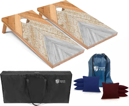 Vista 16 de Tailgating Pros Tablas de Cornhole de 4 x 2 pies, tamaño reglamentario oficial, juego de cornhole de diseño de madera con 8 bolsas de frijol, funda