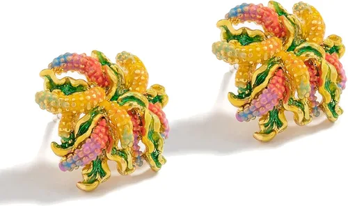 Vista 2 de Pendientes de flores esmaltadasPendientes hechos a mano Nuevos pendientes 2021Pendientes Juicy, Esmalte