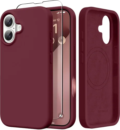 Vista 240 de GONEZ Funda magnética para iPhone 14, compatible con Magsafe, con protector de pantalla + protector de cámara, forro de microfibra antiarañazos