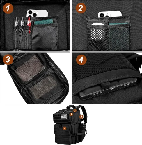Vista 6 de LHI Mochila Táctica Militar para Hombres y Mujeres 45L Ejército 3 Días Mochila de Asalto Bolsa Mochila Grande con Sistema Molle