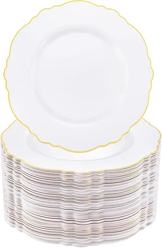 Vista 10 de WDF 60 platos desechables de plástico transparente para postre, 7.5 pulgadas, pequeños, desechables, para pasteles, aperitivos, postres para bodas