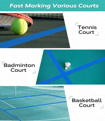 Vista 3 de Outdoor Pickleball Court Tape, 2in x 230FT Pickleball Tape Lines for Indoor Outdoor Sports Court Fast Marking, Such as Badminton, Tennis
