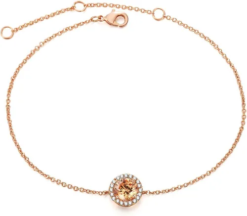 Vista 2 de TENGTENGFIT Cubic Zirconia Round Halo Necklace Bracelet Earrings Fashion Jewelry Set for Women Wedding Jewelry for Brides & Bridesmaids 14K