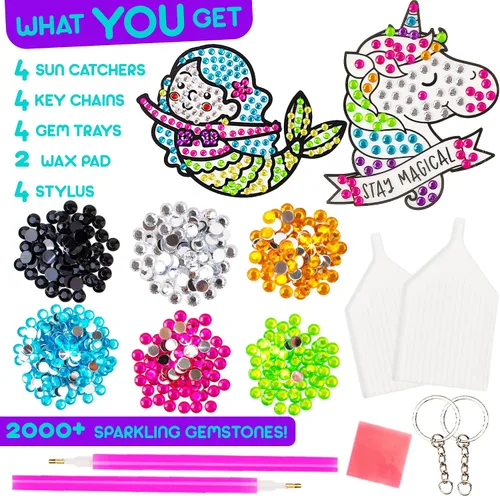 Vista 5 de Blue Squid Kits de arte de diamantes para niños, unicornio y sirena, divertido y fácil, kit de pintura de diamantes 5D para niños, kit de arte