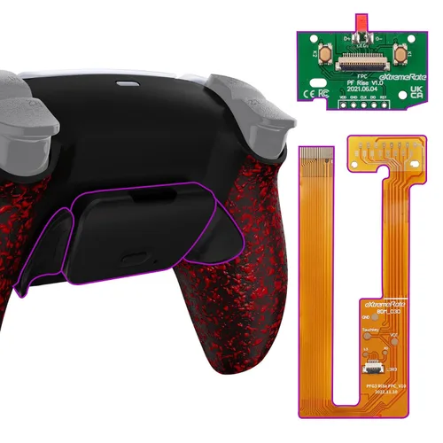 Vista 4 de eXtremeRate Paletas traseras rojas texturizadas Kit de reposición programable RISE para controlador PS5 BDM-030, tablero de actualización y carcasa