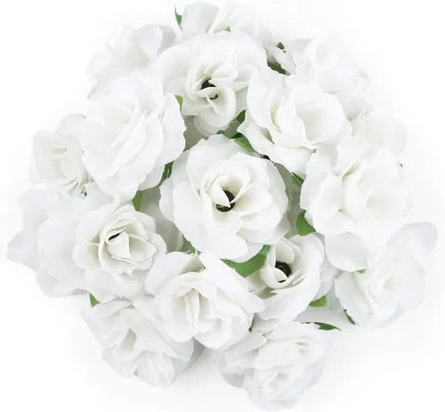 Vista 13 de Kesote 50 rosas artificiales, rosas artificiales de seda pequeñas de 1.6 Negro