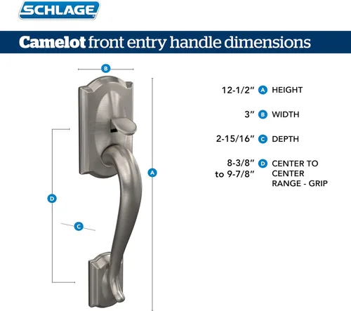 Vista 3 de SCHLAGE FE285 CAM 716 VLA - Juego de manijas para puerta de entrada, con manija Avila y tirador exterior con agarre por abajo, bronce envejecido