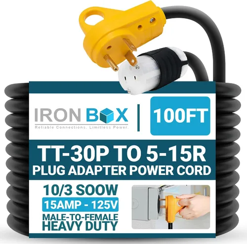 Vista 12 de IronBox Electric TT-30P a TT-30R - Adaptador y extensión - 30A, 125V, 10/3 SOOW - Cable adaptador de conector de enchufe resistente, cable