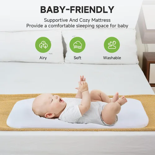 Vista 3 de Real Relax Moisés para bebé, cuna mecedora 3 en 1 para bebé con 6 alturas ajustables, laterales y colchón de malla transpirable, cesta de Gris