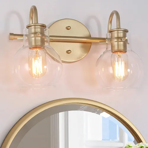 Vista 12 de KSANA Lámpara de tocador de baño, 4 luces de 28.5 pulgadas, grandes lámparas de baño doradas, modernas luces de tocador para baño con pantallas