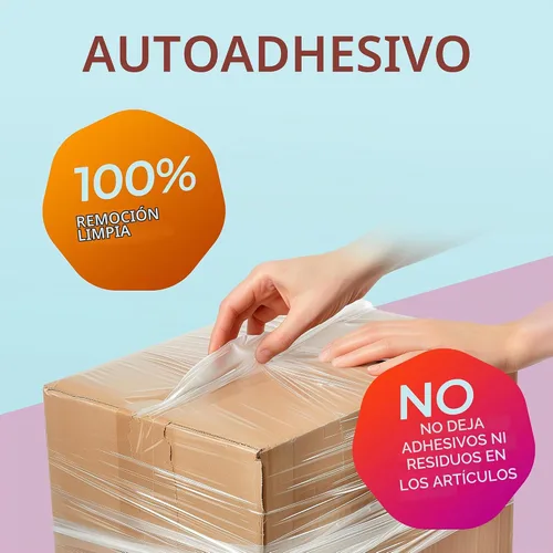 Vista 5 de Envoltura elástica resistente Envoltura retráctil de plástico transparente para mudanza y envoltura de paletas, grosor 80, rollo de 18 pulgadas x
