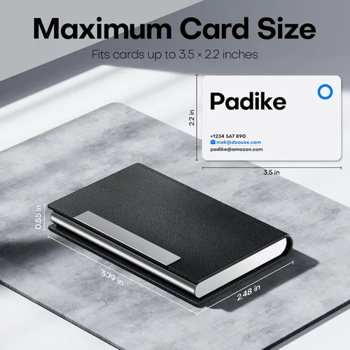 Vista 5 de Padike - Tarjetero profesional de cuero PU y acero inoxidable multitarjeta para hombres y mujeres. Estuche para tarjetas de crédito, carné de Negro