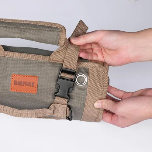 Vista 7 de Bolsa de herramientas enrollable, organizador de herramientas portátil resistente con 2 bolsas desmontables y 4 compartimentos, rollo