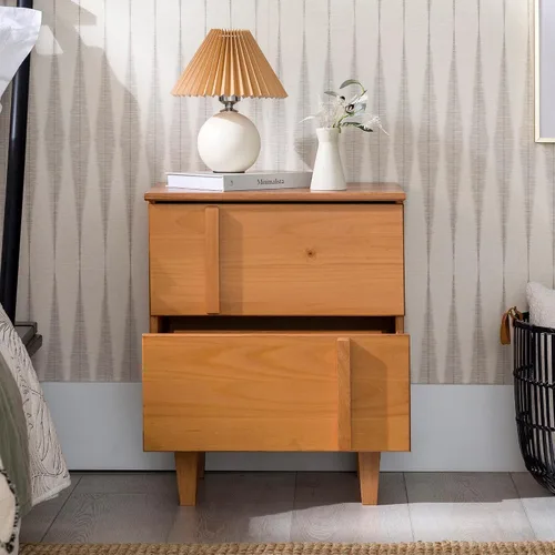 Vista 4 de Walker Edison Sprague - Mesita de noche contemporánea de madera maciza con cajón, 20 pulgadas, caramelo