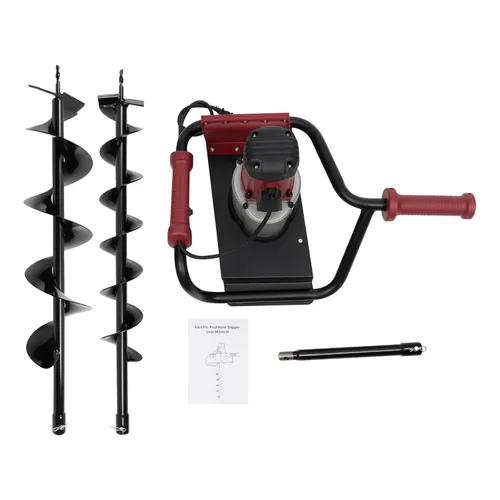 Vista 6 de 1500W 1.6HP Electric Post Hole Excavadora de extensión con brocas de 5.91 pulgadas y 3.94 pulgadas Excavadora eléctrica para plantar vallas