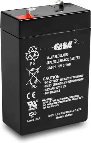 Vista 12 de Casil Batería de repuesto SLA/AGM de 6V 1.3Ah - Sin mantenimiento, compatible con paneles GE Interlogix 60-914, GE Simon 3 y GE Simon XT