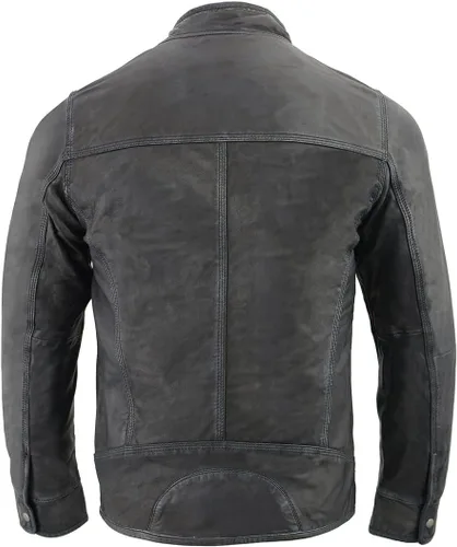 Vista 2 de Milwaukee Leather SFM1830 - Chaqueta de cuero negro y gris con triple puntada para hombre
