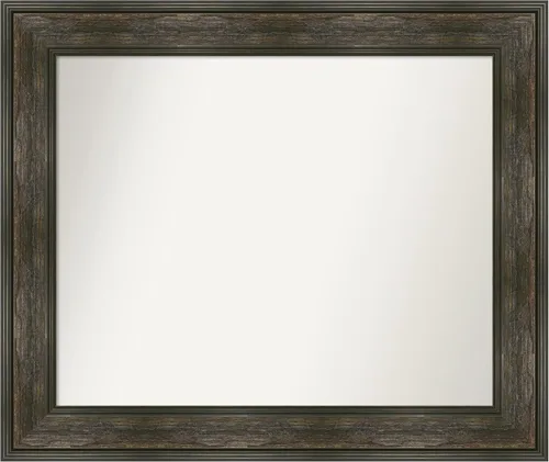 Vista 200 de Amanti Art Espejo de baño marrón para sobre fregadero, 26 x 26 pulgadas, espejo de tocador cuadrado marrón rústico Alexandria, marco de madera