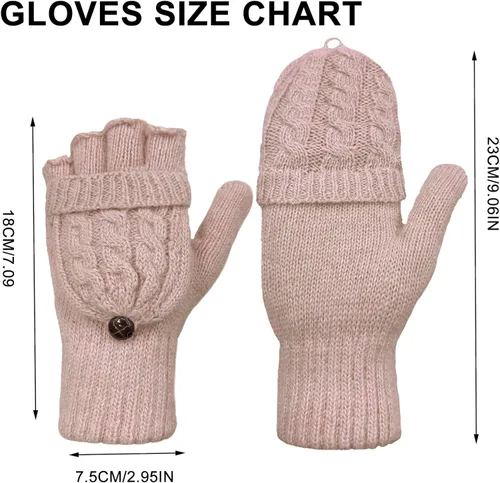 Vista 121 de Beurlike Guantes de invierno para mujer, de lana cálida, a prueba de viento, convertibles, sin dedos