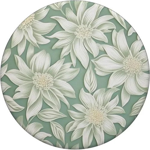 Vista 3 de Patrón de flores blancas Salvia Verde Floral PopSockets Standard PopGrip