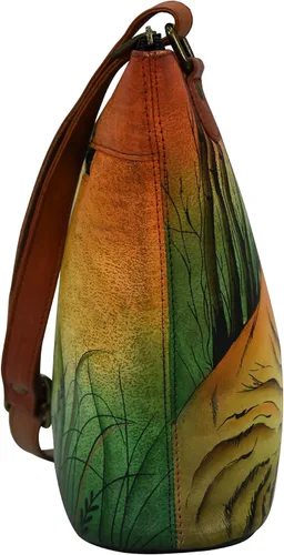Vista 18 de Anna by Anuschka Organizador de viaje con cremallera de dos caras de cuero genuino pintado a mano para mujer