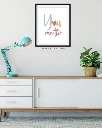 Vista 4 de Govivo Psicólogo escolar, decoración de oficina de asesoramiento, decoración de pared con texto en inglés "You Matter Mental" (You Matter Mental)