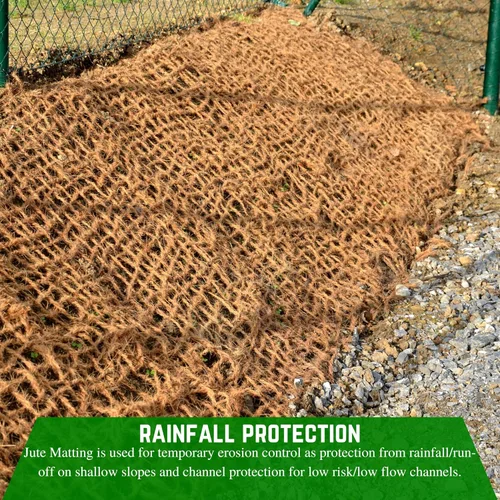 Vista 3 de Farm Plastic Supply - Control de erosión de yute - 4' x 225' - Manta de malla para ahorro de suelo, red de yute para control de erosión, manta