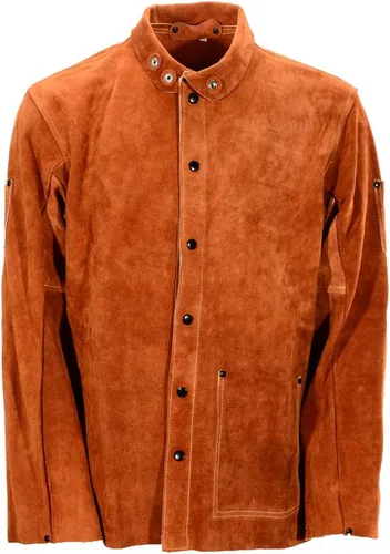 Vista 8 de QeeLink Chaqueta de Soldadura de Cuero - Chaquetas de Soldador de Trabajo Resistente a las Llamas y de Servicio Pesado - Chaqueta de Soldadura