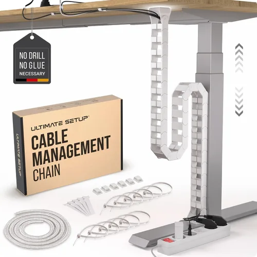 Vista 9 de Ultimate Setup Vértebras de gestión de cables para debajo del escritorio, perfectas para escritorio de pie y sentado, organización de cables Negro