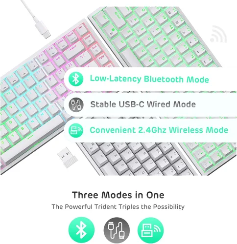 Vista 4 de RK ROYAL KLUDGE RK84 80 RGB triple modo BT5024Gteclado mecánico con cable de intercambio rápido teclado inalámbrico de 84 teclas Bluetooth