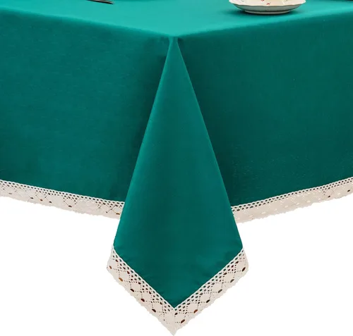 Vista 21 de EHouseHome Mantel de lino sintético con ribete de encaje, impermeable, a prueba de derrames, resistente a las manchas, sin arrugas, a prueba