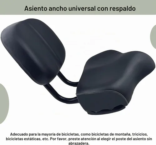 Vista 5 de THALOUS Asiento de bicicleta con respaldo de gran tamaño, cómodo, repuesto de silla de montar de bicicleta, espuma viscoelástica suave, cojín Negro