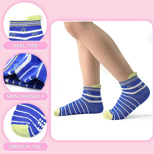 Vista 5 de ELUTONG Calcetines antideslizantes para niños pequeños con agarres, 12 pares para niños de 1 a 7 años, para niños y niñas