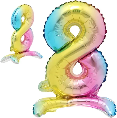 Vista 12 de Globos de helio de 40 pulgadas con degradado arcoíris de pie, colorido, tamaño grande, globos de helio para fiesta de cumpleaños, decoración