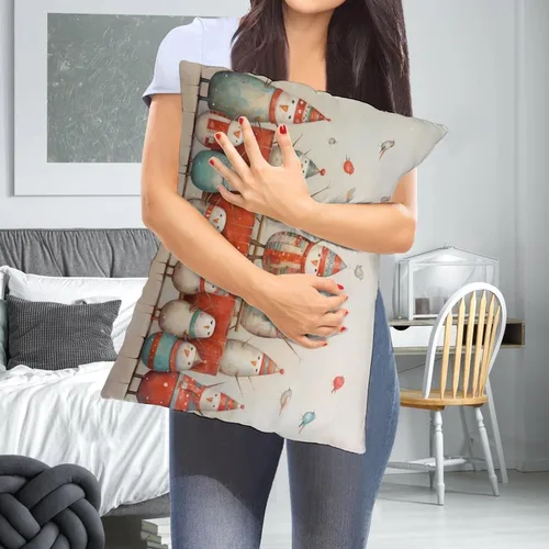 Vista 6 de Fundas de almohada de primavera con bonitos muñecos de nieve, fundas de almohada rústicas para vacaciones, funda de almohada tamaño Queen