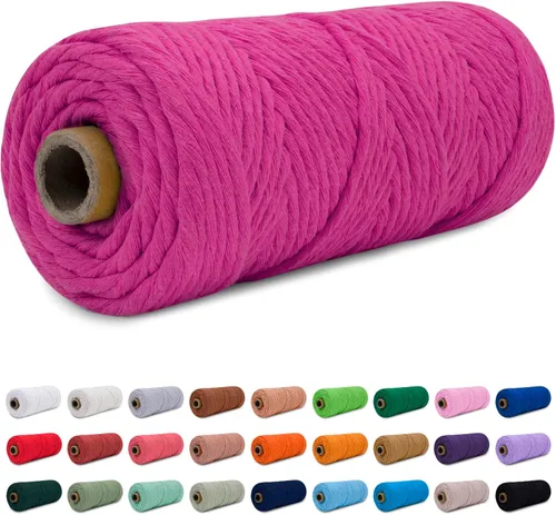 Vista 20 de CAMAL Cordón de macramé de 0.157 in x 109 yardas (328.1 ft), cuerda de algodón de color para tejer, manualidades, colgar en la pared, proyectos