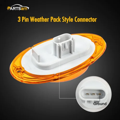 Vista 4 de Partsam Para Freightliner Cascadia - Luces LED de señal de giro LED ámbar 5-2835-SMD, reemplazo sellado para Freightliner LED lateral de cabina