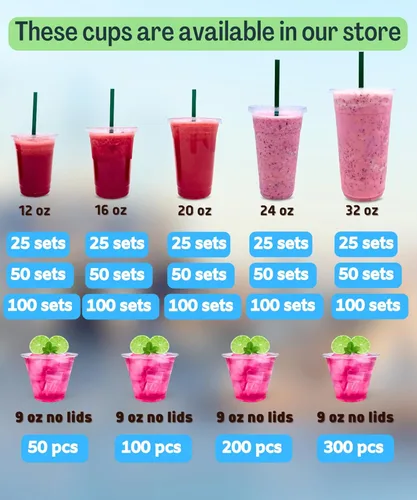 Vista 6 de [50 juegos] Vasos de plástico transparente de 12 onzas con tapas y popotes, tazas desechables para café helado con tapas, tazas transparentes
