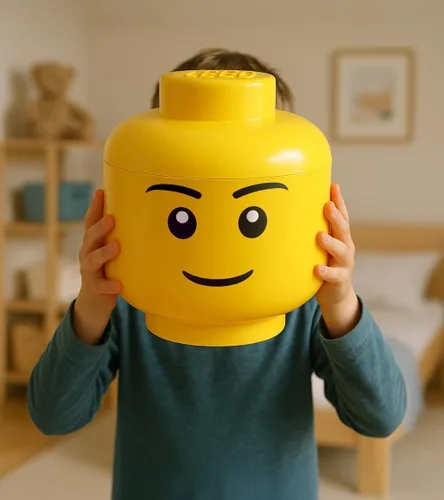 Vista 3 de LEGO - Cabezal de almacenamiento (pequeño), caja de almacenamiento de Amarillo brillante