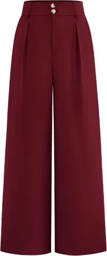Vista 22 de BTFBM Pantalones de vestir de pierna ancha para mujer, trajes casuales de Negro