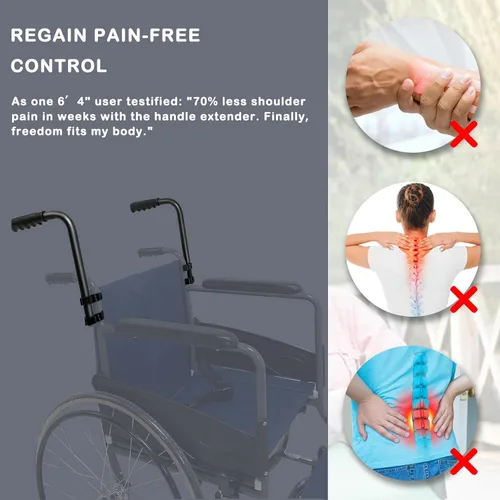 Vista 2 de Extensores de mango para silla de ruedas, (capacidad de peso de 400 libras), accesorios ajustables para sillas de ruedas para adultos, extensor